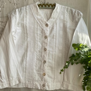 Victorian blouse white lace tuxedo blouse long sleeve blouse xsmall or teenage size