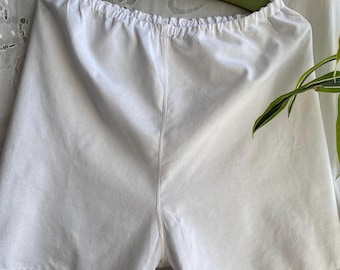 caleçons courts en coton blanc vintage, bloomers courts, petits