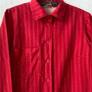 Marimekko 70s Vintage red striped dress short sleeve day dress medium