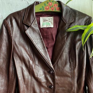 H Bar C California Ranch Wear 70s 80s Vintage chocolate brown leather jacket with pockets small medium