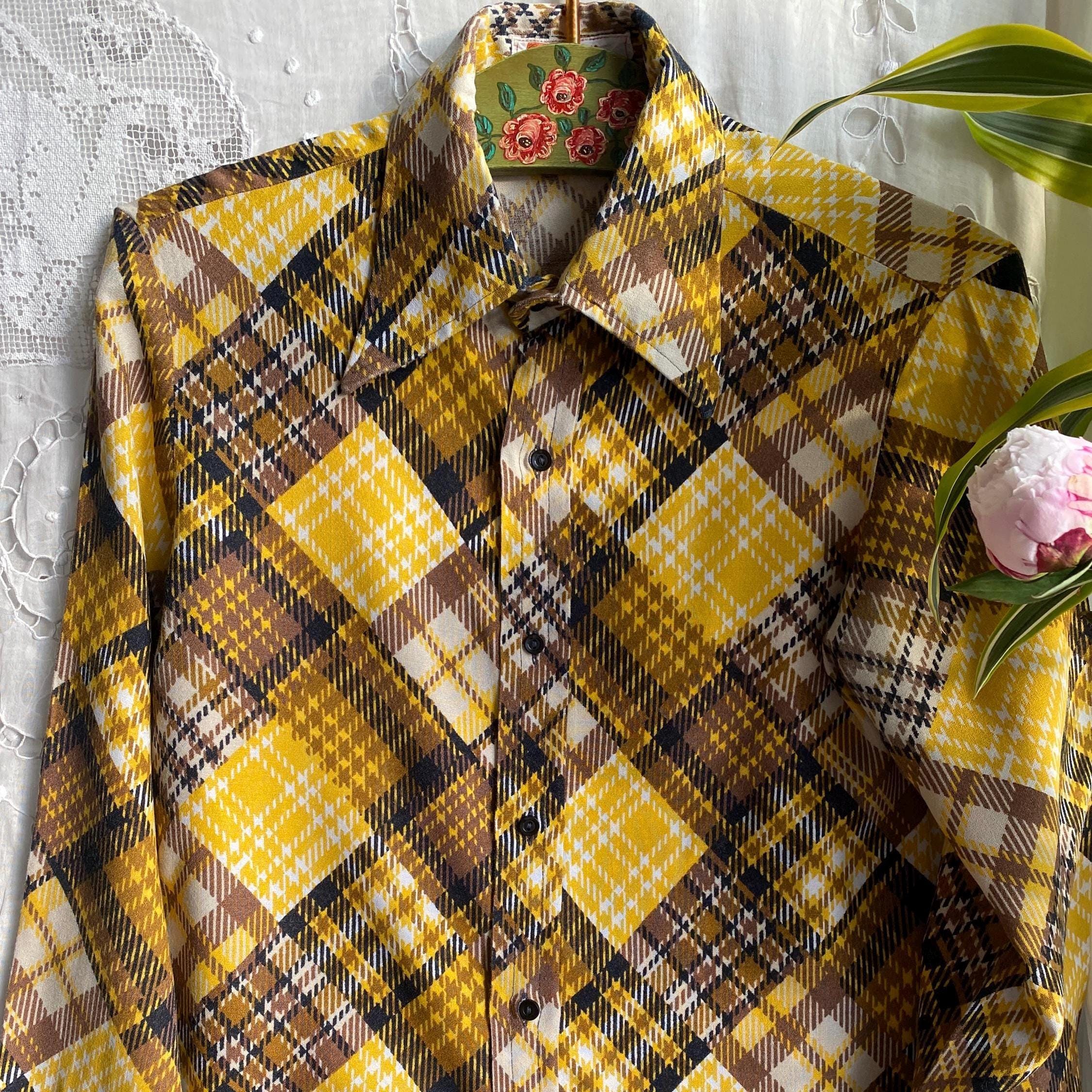 60s Yellow Shirt - Etsy New Zealand