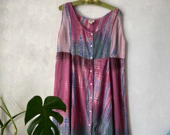 90s tie dye dress Vintage 90s Tie Dye Summer Dress Sleeveless Maxi Festival Dress Medium
