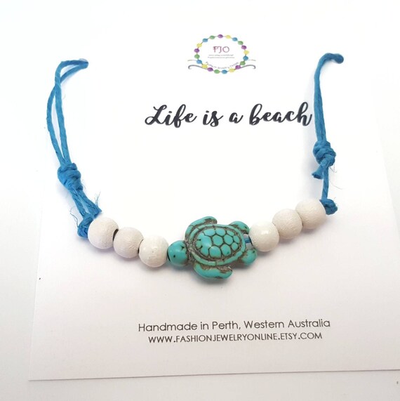 Turtle Anklet Beach Anklet Wooden Beads Ankle Bracelet Surfer Etsy Australia