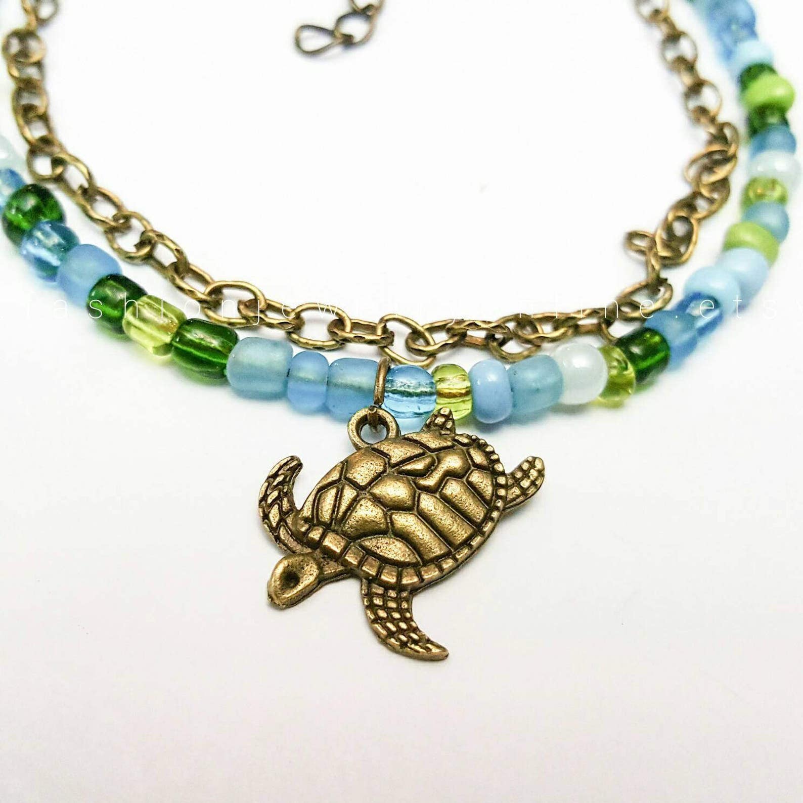 Turtle Anklet Seed Beads Ankle Bracelet Dainty Foot Bracelet Etsy