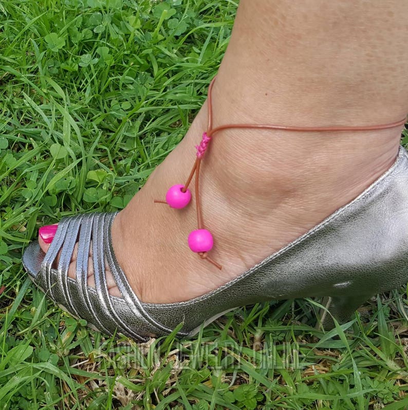 Leather Ankle Bracelet Adjustable Leather Anklet Shell Foot Etsy