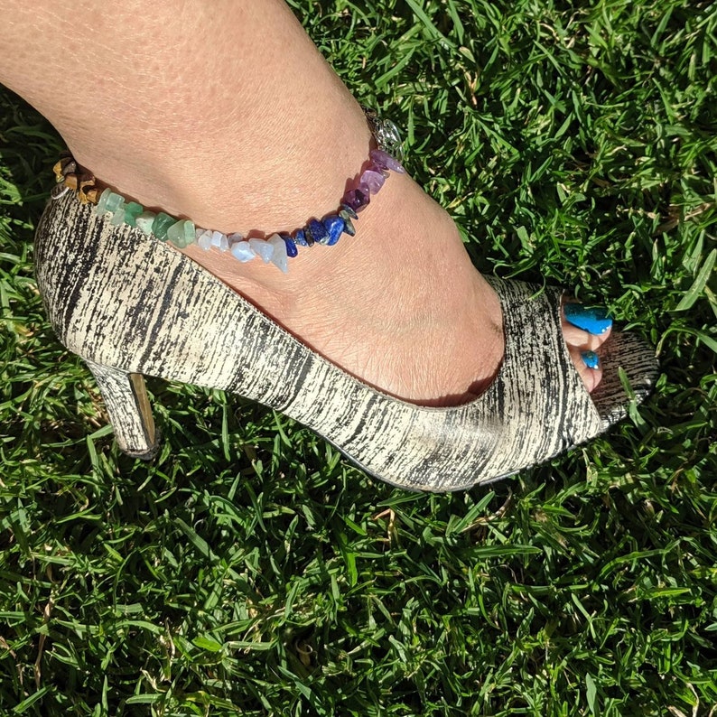 7 Chakra Ankle Bracelet Genuine Gemstone Anklet Healing Etsy Australia