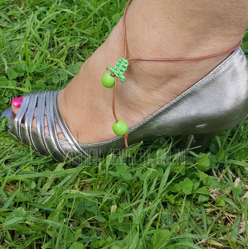 Leather Ankle Bracelet Adjustable Leather Anklet Shell Foot Etsy