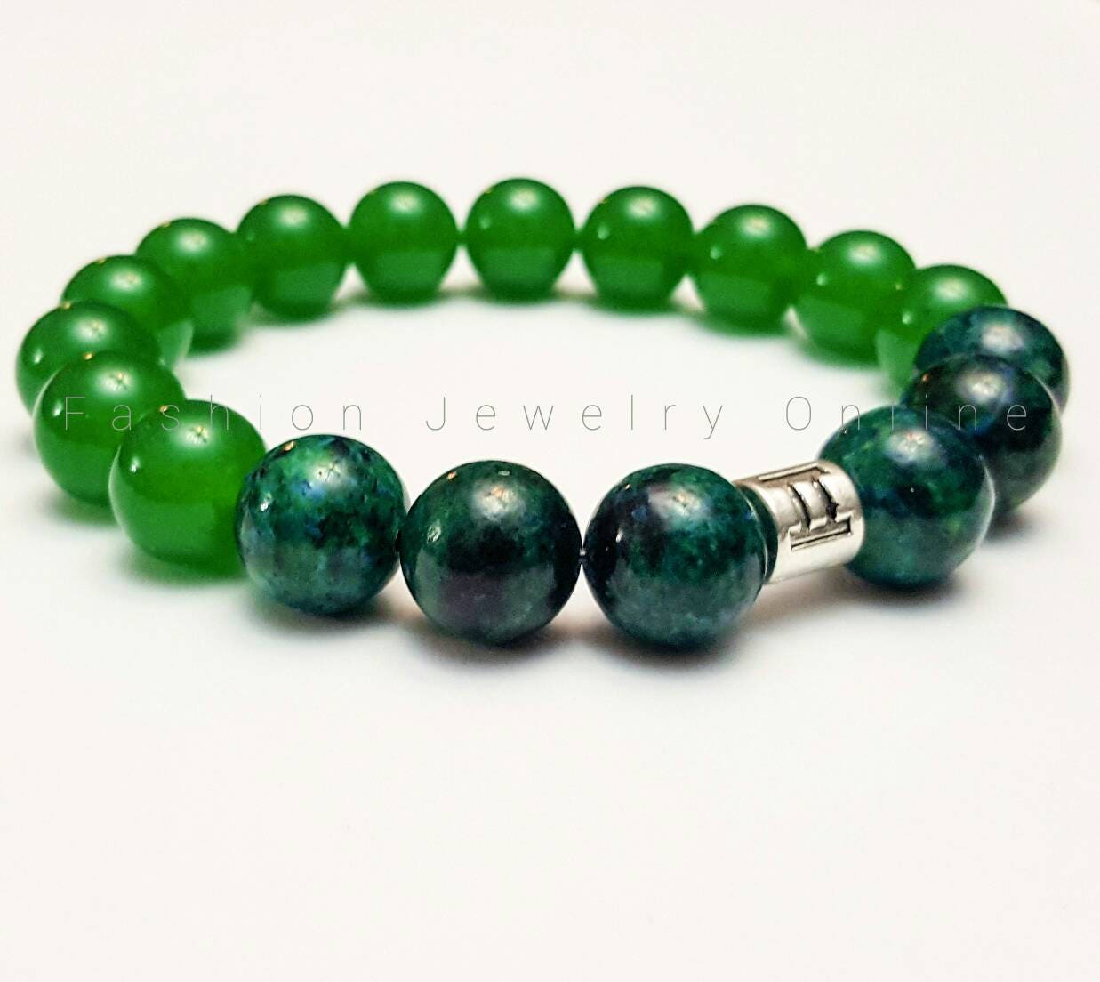 Gemini Bracelet Zodiac Jewellery Mens Bracelet Green Bracelet - Etsy ...