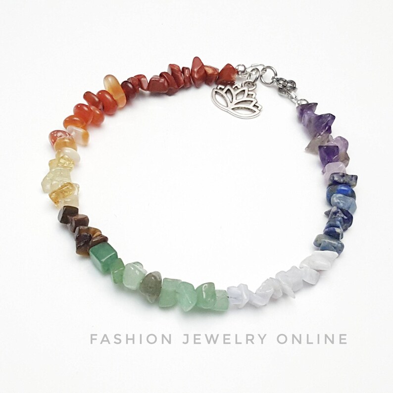 7 Chakra Ankle Bracelet Genuine Gemstone Anklet Healing Etsy Australia