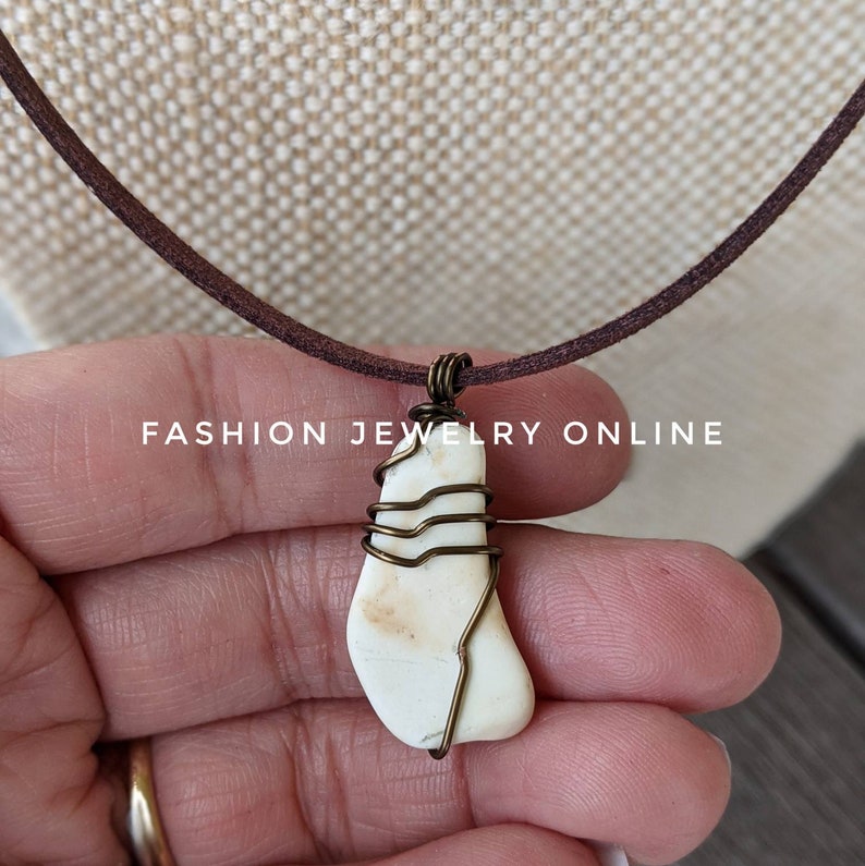Double strands stacking beachy wire wrapped white seaglass starfish bohemian faux suede necklace gifts for her under 20