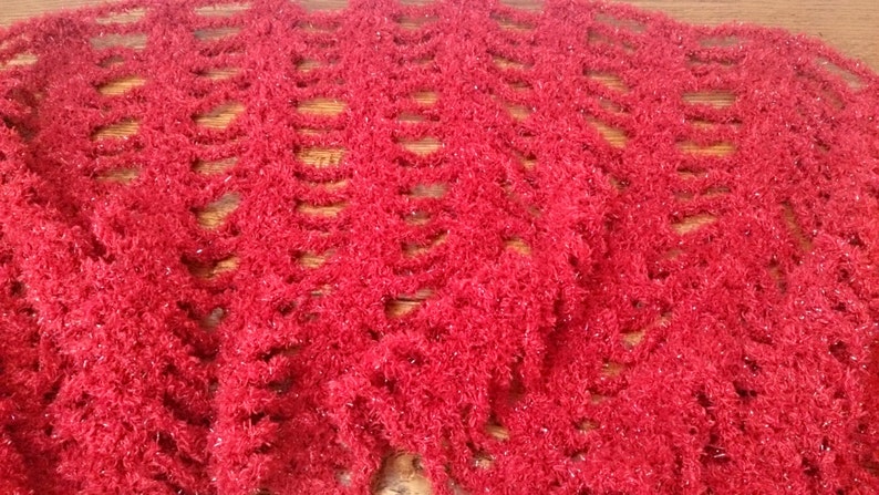 Wine Red Womens Fashion Scarf or Shawl Handmade Crocheted image 7