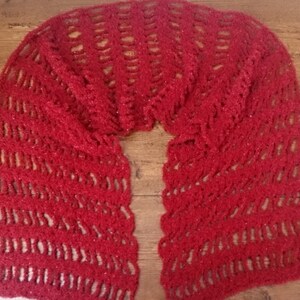 Wine Red Womens Fashion Scarf or Shawl Handmade Crocheted image 9