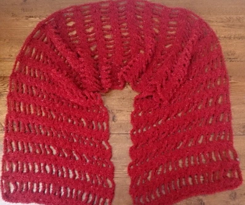 Wine Red Womens Fashion Scarf or Shawl Handmade Crocheted image 9