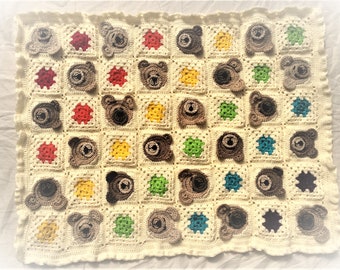 Crochet Pattern for Teddy Bear Baby Blanket PDF Instant Printable Download