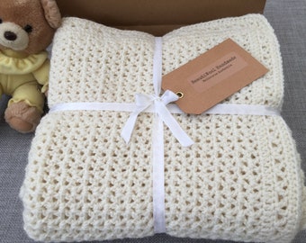 Crochet Pattern for Easy and Quick Reversibele Unisex Baby Blanket Beginners Level