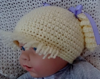 Yellow (Blonde) Raggedy Ann Hat for 3-6 months Baby