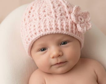 Molde de crochê para gorro de bebê para meninas de 0 a 3 meses - Download instantâneo - PDF para impressão