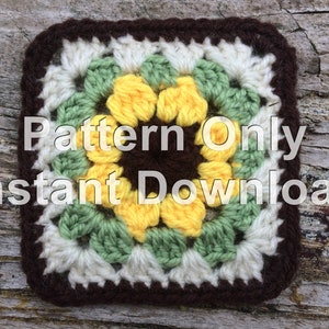 Easy Sunflower or Daisy Crochet Granny Square Pattern PDF Instant Download