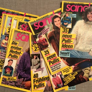 Sandra Tolle Strickmode. 1989 Deutsches Strickmode, German language pattern magazine for knitting sweaters, original full issues from 1989