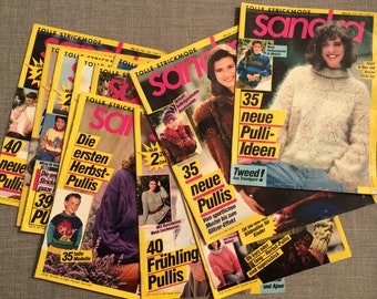 Sandra Tolle Strickmode. 1989 Deutsches Strickmode, German language pattern magazine for knitting sweaters, original full issues from 1989