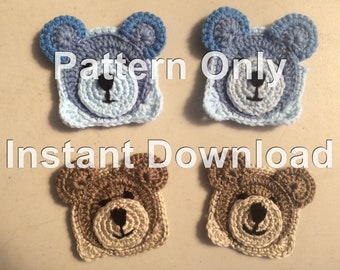 Teddy Bear Crochet Granny Square PDF Instant Download Crochet Pattern Only. Easy Crochet Pattern for Beginners. Teddy Bear Granny Square