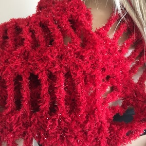 Wine Red Womens Fashion Scarf or Shawl Handmade Crocheted Scarf