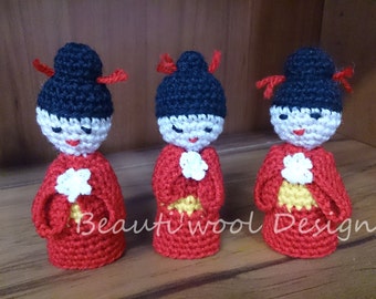 Pattern for Amigurumi Geisha Finger Puppet. Pattern Only. Instant Download PDF Crochet Pattern