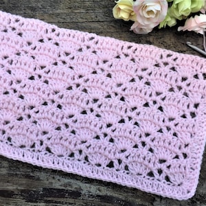 Quick and Easy Crochet Lace Blanket Pattern PDF for Reversible Afghan and Newborn Baby Beanie Hat - Printable Digital Download