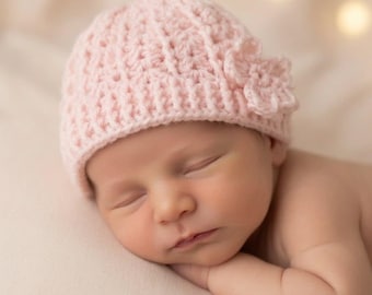 Pattern PDF for Preemie Baby Girl Crochet Floral Beanie Hat Printable Instant Download