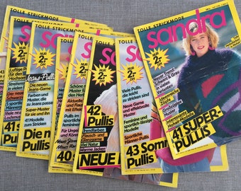 Sandra Tolle Strickmode. Deutsches Strickmode, German language pattern magazine for knitting  sweaters, original full issues from 1986