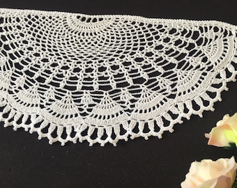 PDF Instant Download Crochet Pattern for Semi-Circle Hall Table Doily