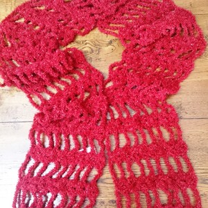 Wine Red Womens Fashion Scarf or Shawl Handmade Crocheted image 6