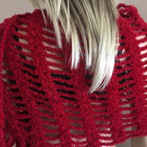 Wine Red Womens Fashion Scarf or Shawl Handmade Crocheted Shawl Wrap