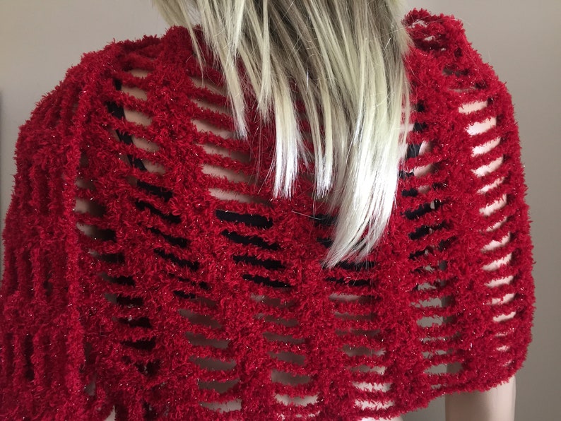 Wine Red Womens Fashion Scarf or Shawl Handmade Crocheted Shawl Wrap