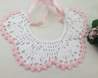 Crochet Pattern PDF for Cotton Lace Baby Girl Dribble Bib Collar