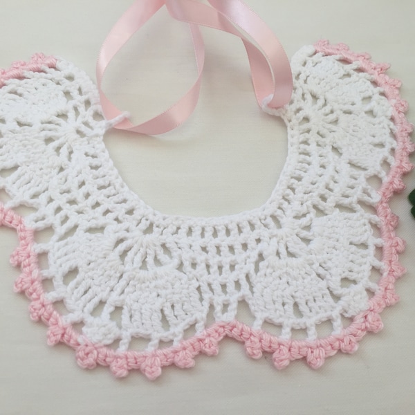 Crochet Pattern PDF for Cotton Lace Baby Girl Dribble Bib Collar