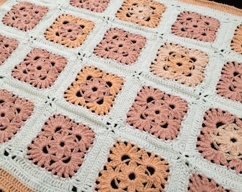 Easy Crochet Pattern for Floral Afghan Blanket "Elsie" PDF Instant Printable Download