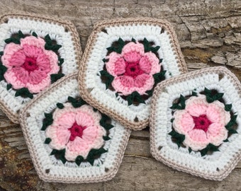 Manuka Flower Crochet Drink Coasters PDF Instant Download