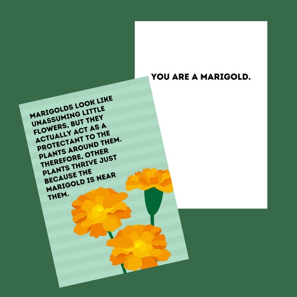 PRINTABLE PDF You Are A Marigold Greeting Card Digital Thank You Work Friend Mentor