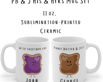P B & J His and Hers Mug Set, Couple Set