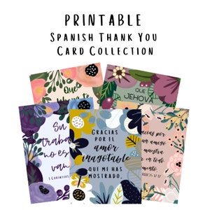 PRINTABLE Set of 5 SPANISH Thank You Note Cards Variety Pack JW New World Translation Digital File