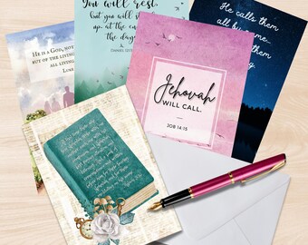 Sympathy Card Variety Pack, 5 Styles, JW, New World Translation, Scriptures