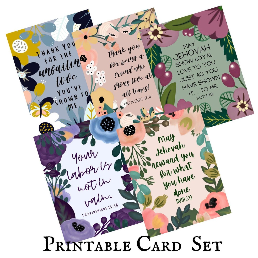 PRINTABLE Set of 5 Thank You Scripture Cards Variety Pack JW New World ...