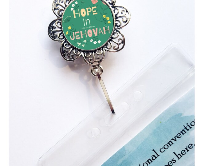 Hope In Jehovah Filigree Flower Magnetic Convention Badge Holder JW Exercise Patience