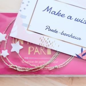 Bracelet "make a wish" ..petites étoiles porte-bonheur pour ttes la famille..amour,amitié, enfants,mamie, marraine..nacre véritable..