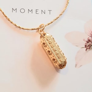 Talisman necklace..protective amulet..lucky charm..courage message..gold plated pendant and adjustable gold linen cord..a magnificent gift