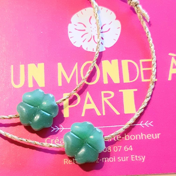 2 bracelets porte-bonheur trèfles en agates véritables..mère/enfant..grigri..délicats,précieux..à partager par amour,affection..ttes tailles