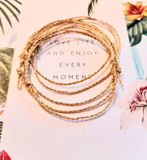 2 link Bracelets.links of Love Friendship Encouragement Sharing.minimalist Ultra Fine.unbreakable Gold Waxed Linen Cord.adjustable.beautiful. Etsy