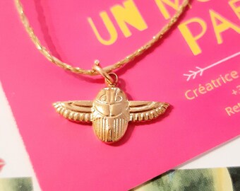 scarab talisman necklace..protection amulet..Egyptian lucky charm symbol of luck, protection..precious, fine, delicate pendant..rare.