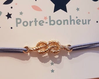 Bracelet porte-bonheur "noeud"..lien d'amour,d'amitié,de partage,de soutien..précieux,délicat,fin..plaqué or 18k..réglable ttes tailles.